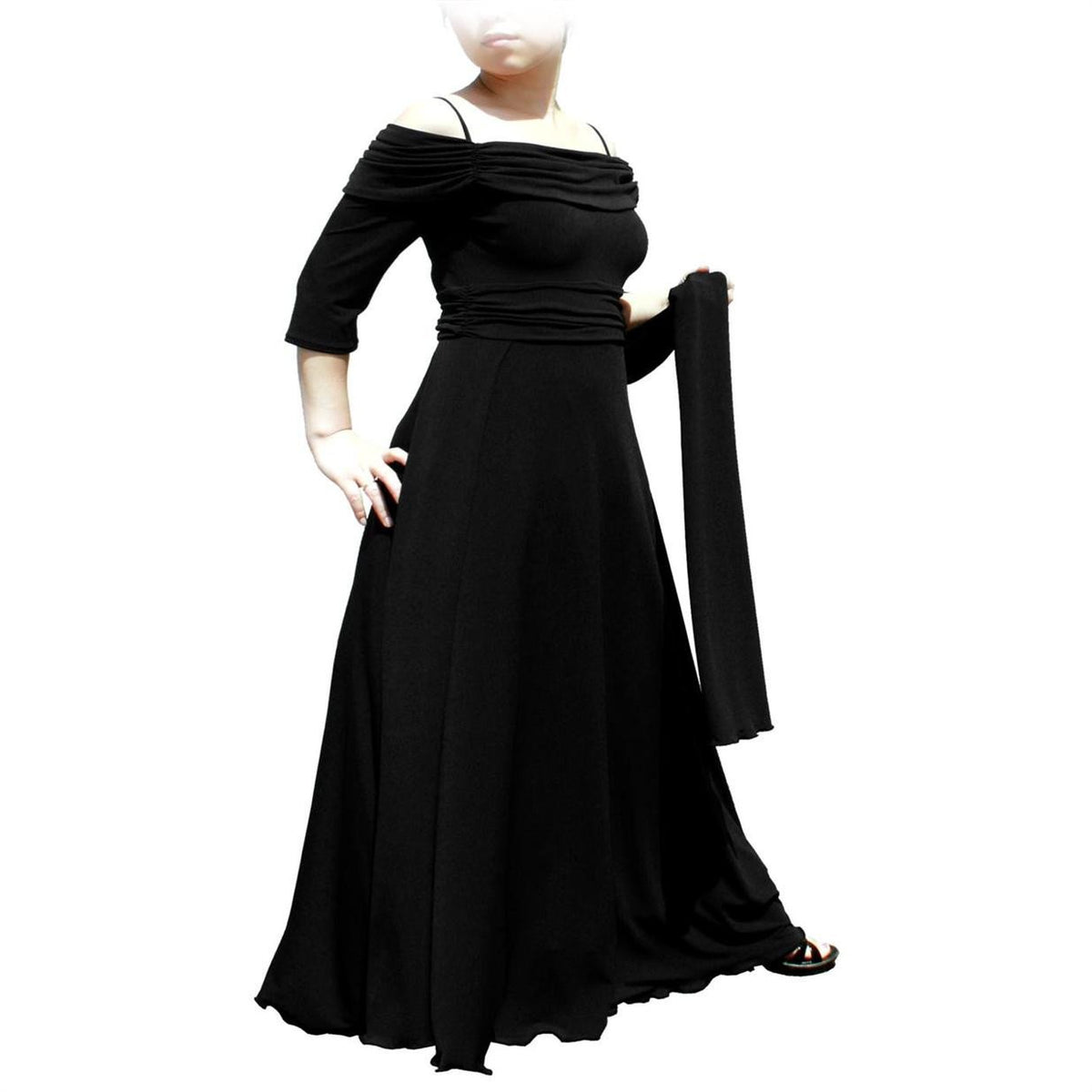 Evanese Women's Plus Size Formal Long Evening Dress 3/4 Sleeves and Side Flare - YuppyCollections