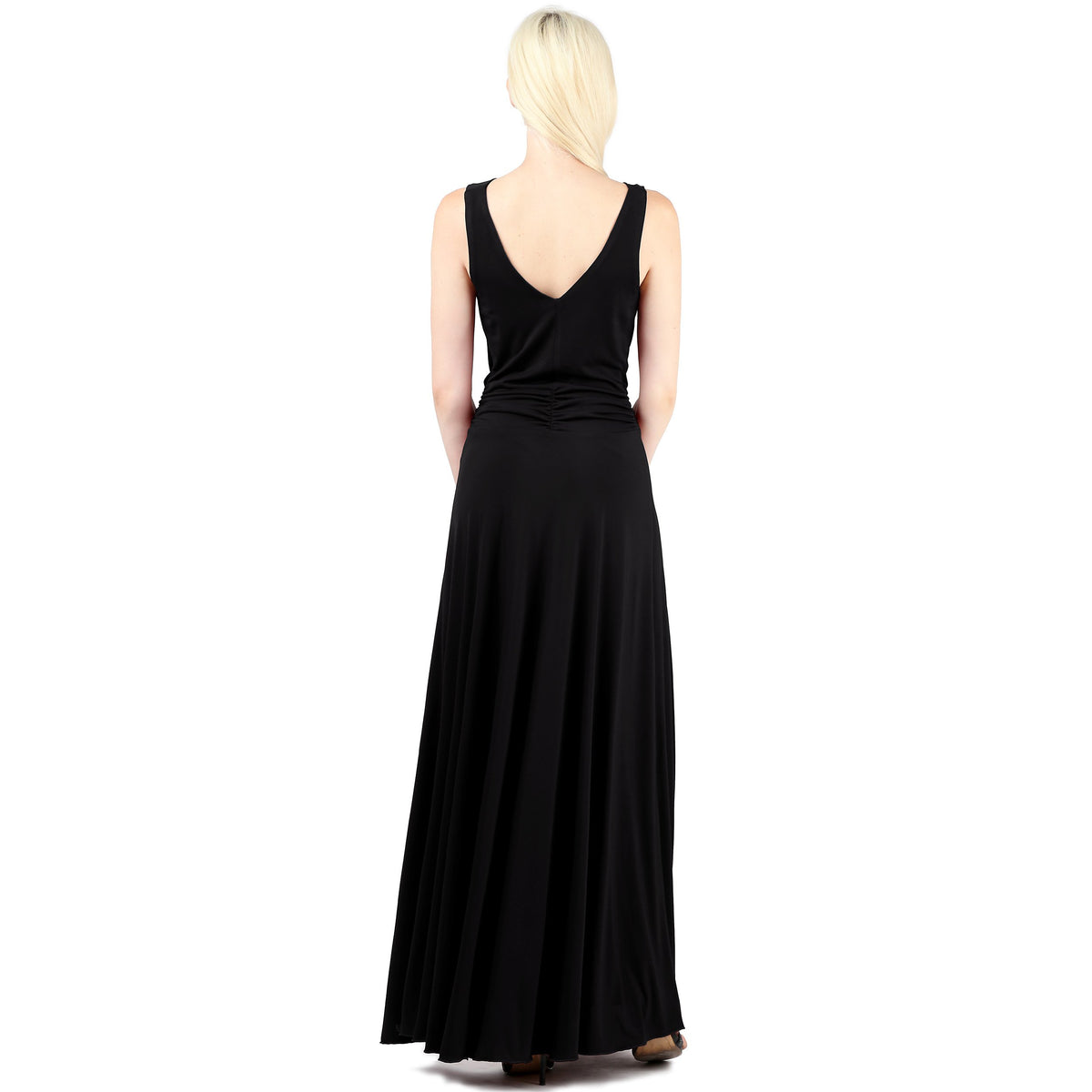 Evanese Women's Classic Elegant Cowlneck Sexy Long Gown Sleeveless Dress - YuppyCollections