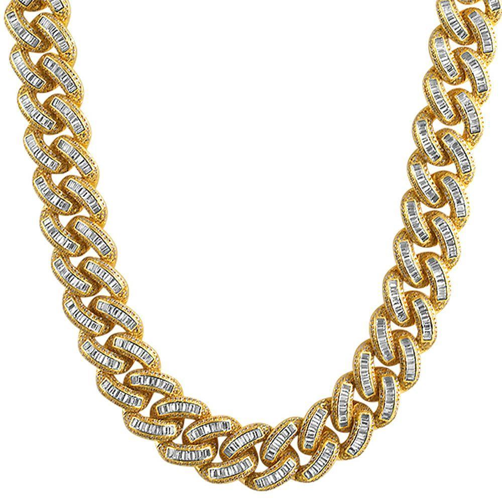 Baguette CZ Gold Cuban Chain - YuppyCollections