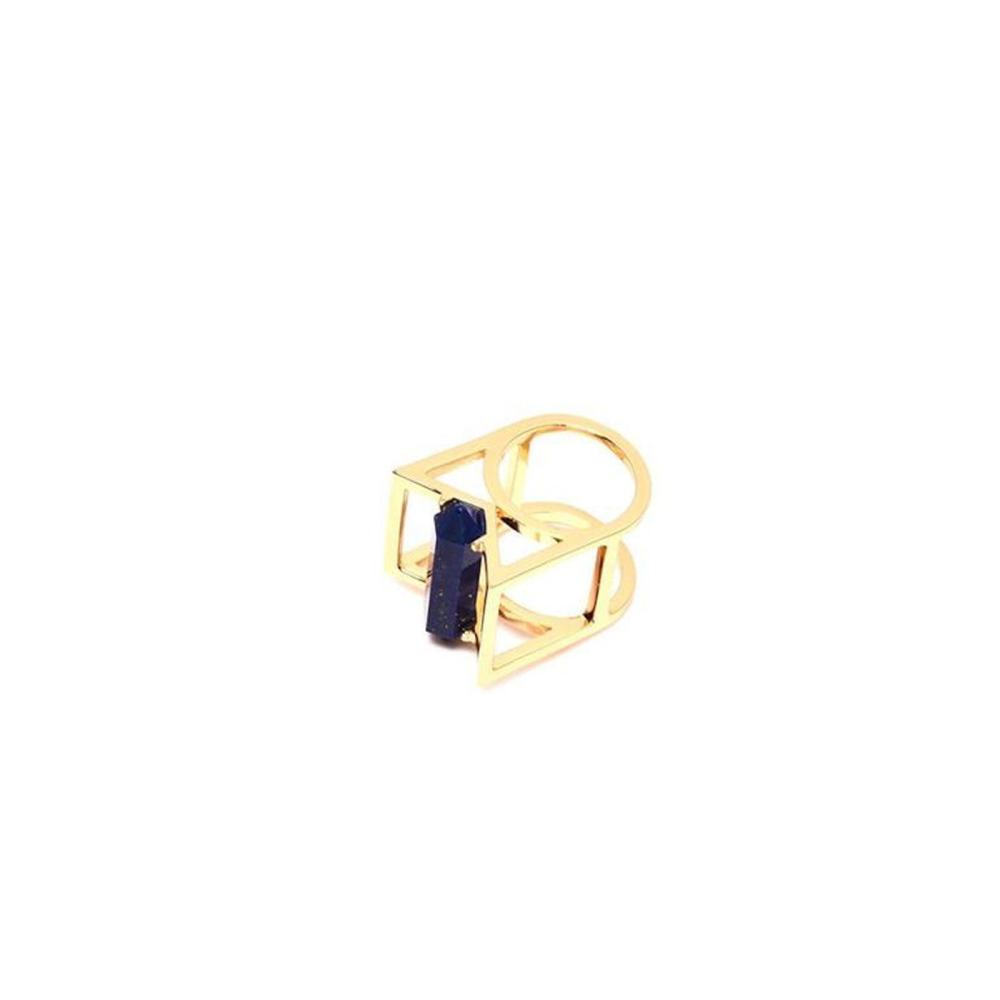 Lapis Lazuli Hexagon Cage Ring - YuppyCollections