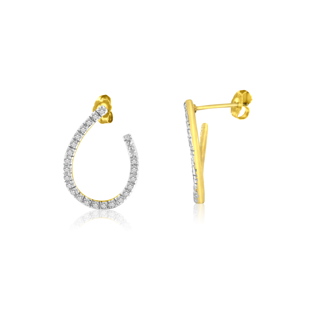 14K Yellow Gold 0.5 CTTW Diamond Hoop Earrings (H-I, I1-I2) - YuppyCollections