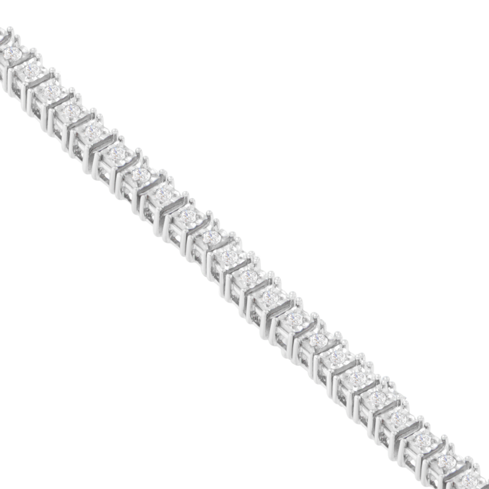 Sterling Silver 1ct TDW Rose-cut Diamond Tennis Bracelet (I-J, I3-Promo) Size 8 - YuppyCollections