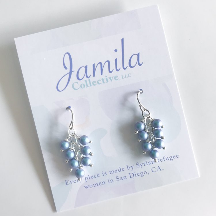 Ranim Cluster Earrings - Blue Pearl - YuppyCollections