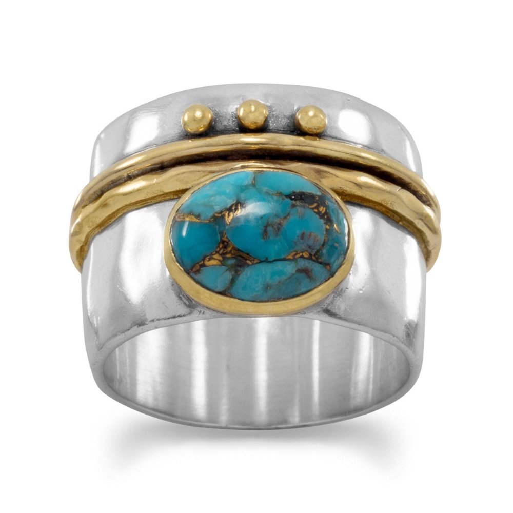 Two Tone Stabilized Turquoise Ring - YuppyCollections