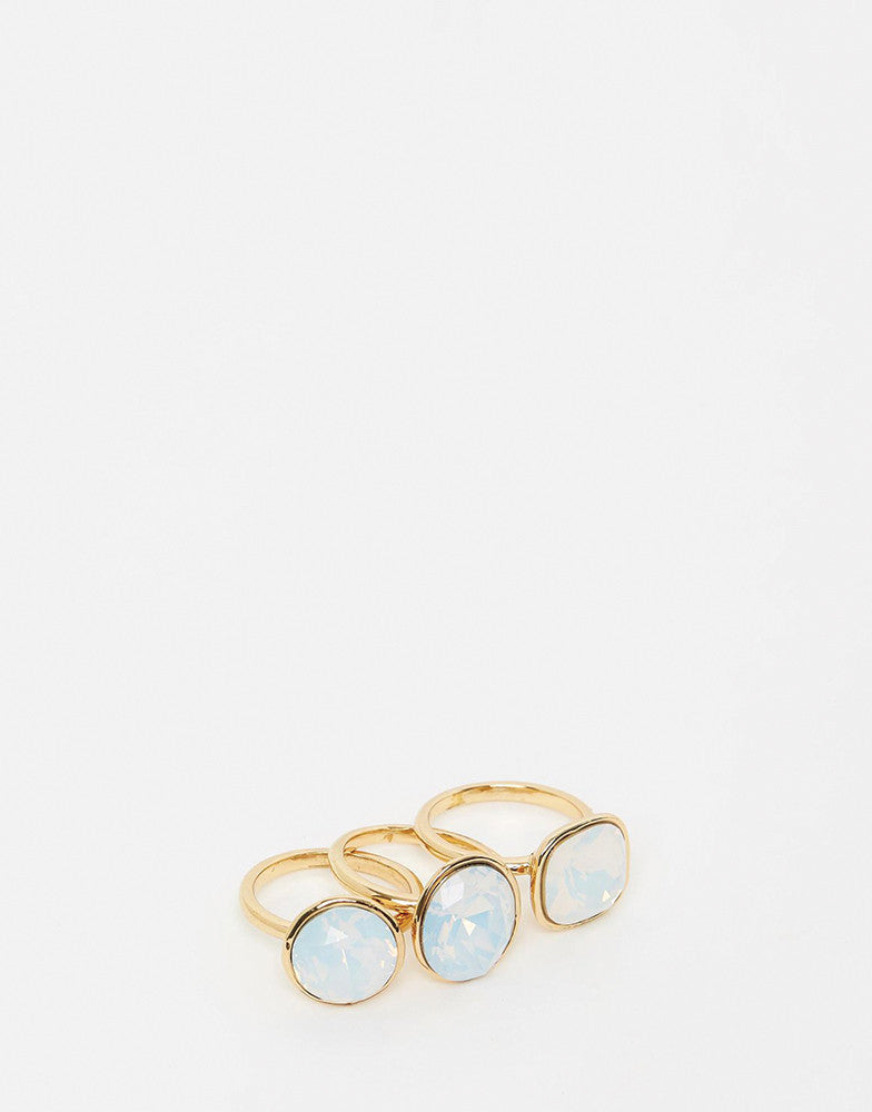 Izoa Triple Trouble Set of Three Ring Gold Opal - YuppyCollections