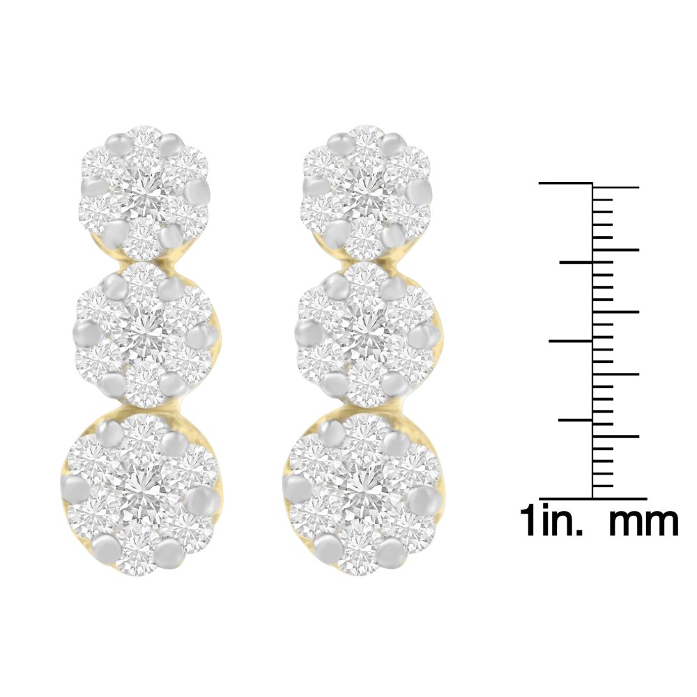 14K Yellow Gold 1 1/2ct. TDW Round-cut Diamond Earrings (I-J,SI1-SI2) - YuppyCollections