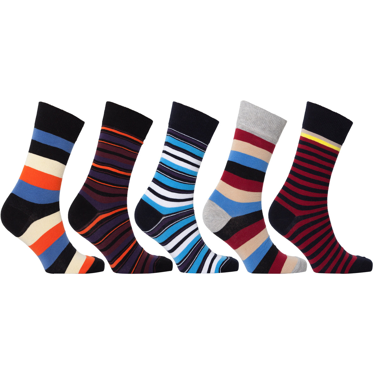 Men's 5-Pair Cool Striped Socks-3058 - YuppyCollections