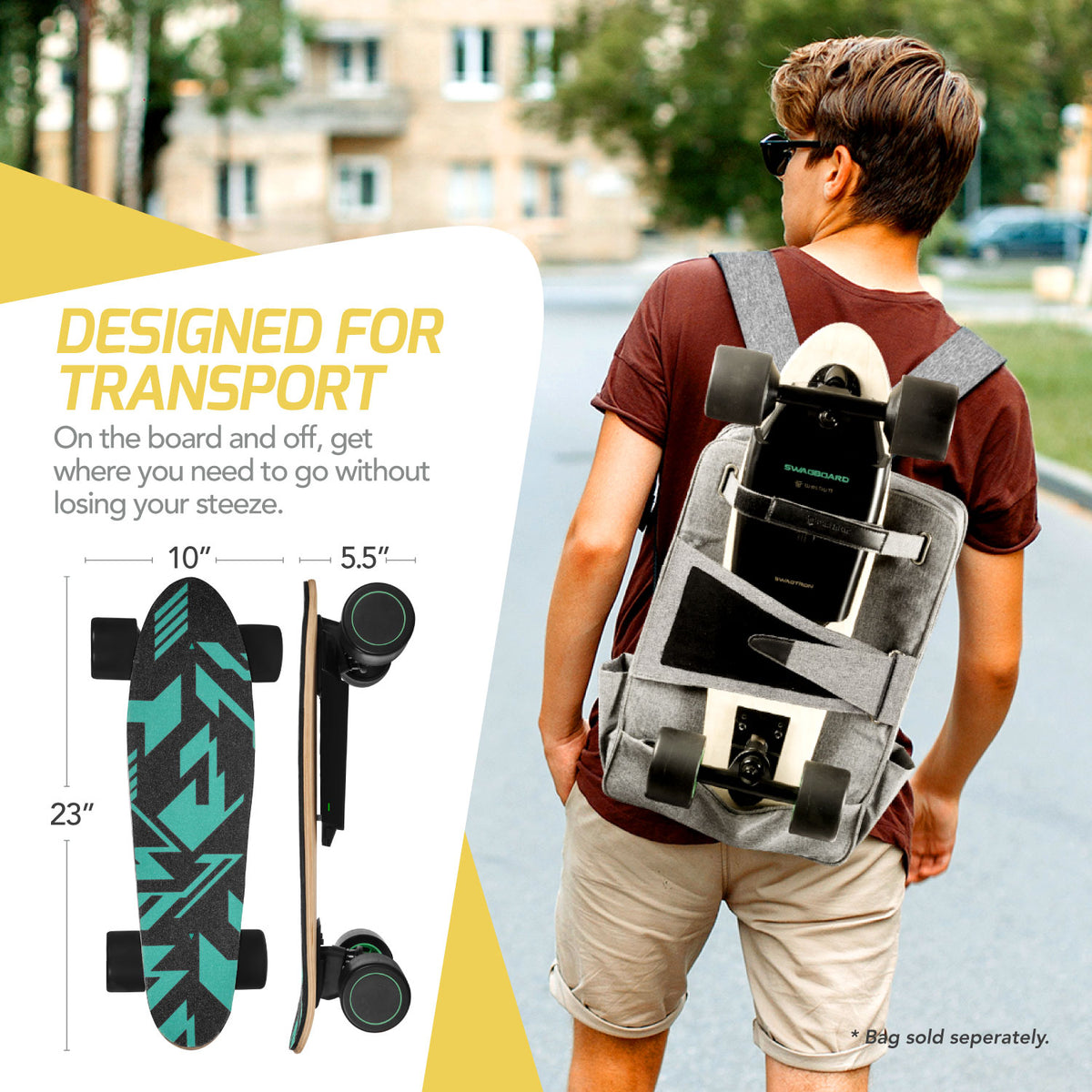 SWAGTRON Swagskate Spectra Mini AI Electric Skateboard – Hands Free Cruiser Skateboard with App, 5.6 MI per Charge, 9.3 MPH, Fast Charging Remote Control SkateboardSWAGTRON Swagskate Spectr