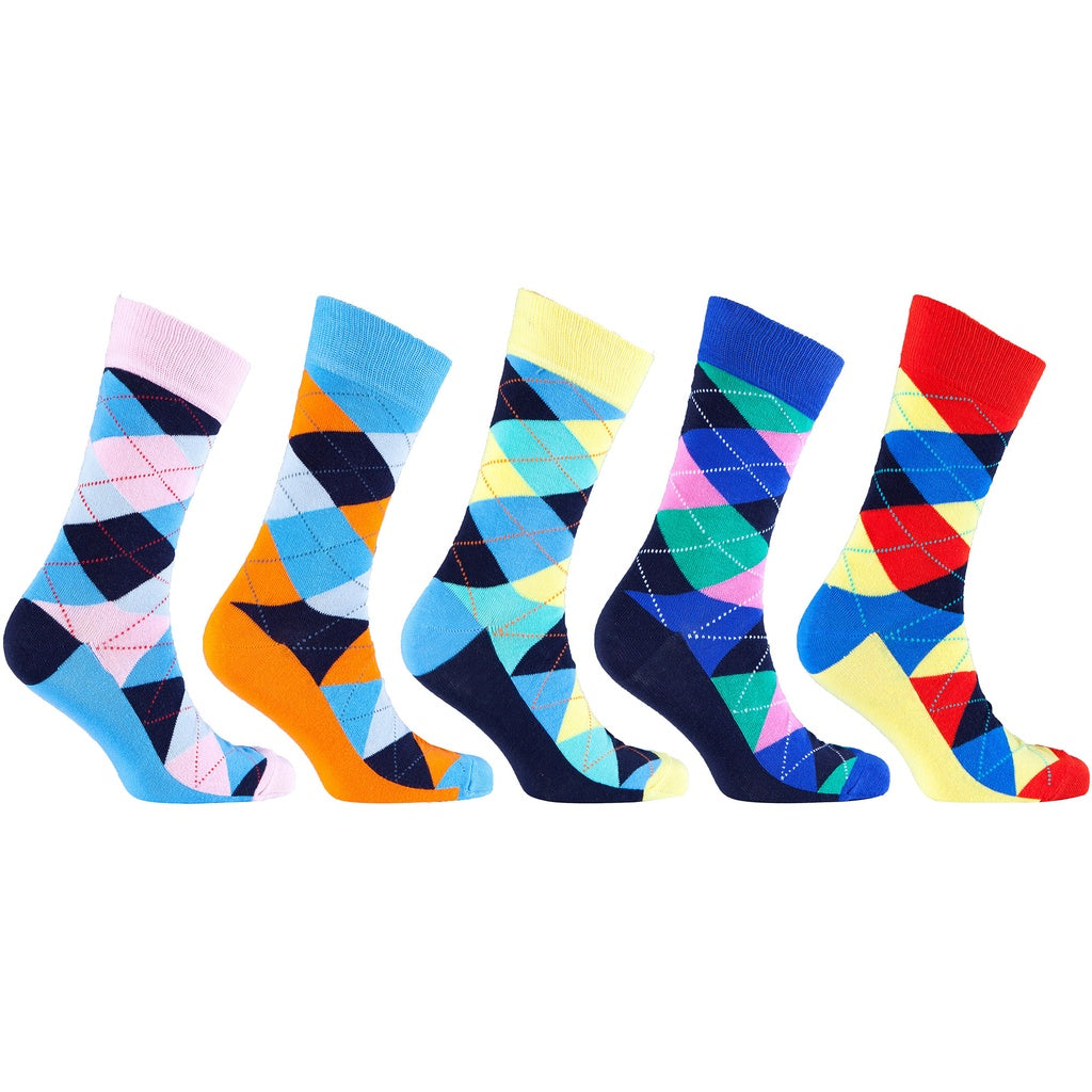 Men's 5-Pair Funky Argyle Socks-3003 - YuppyCollections