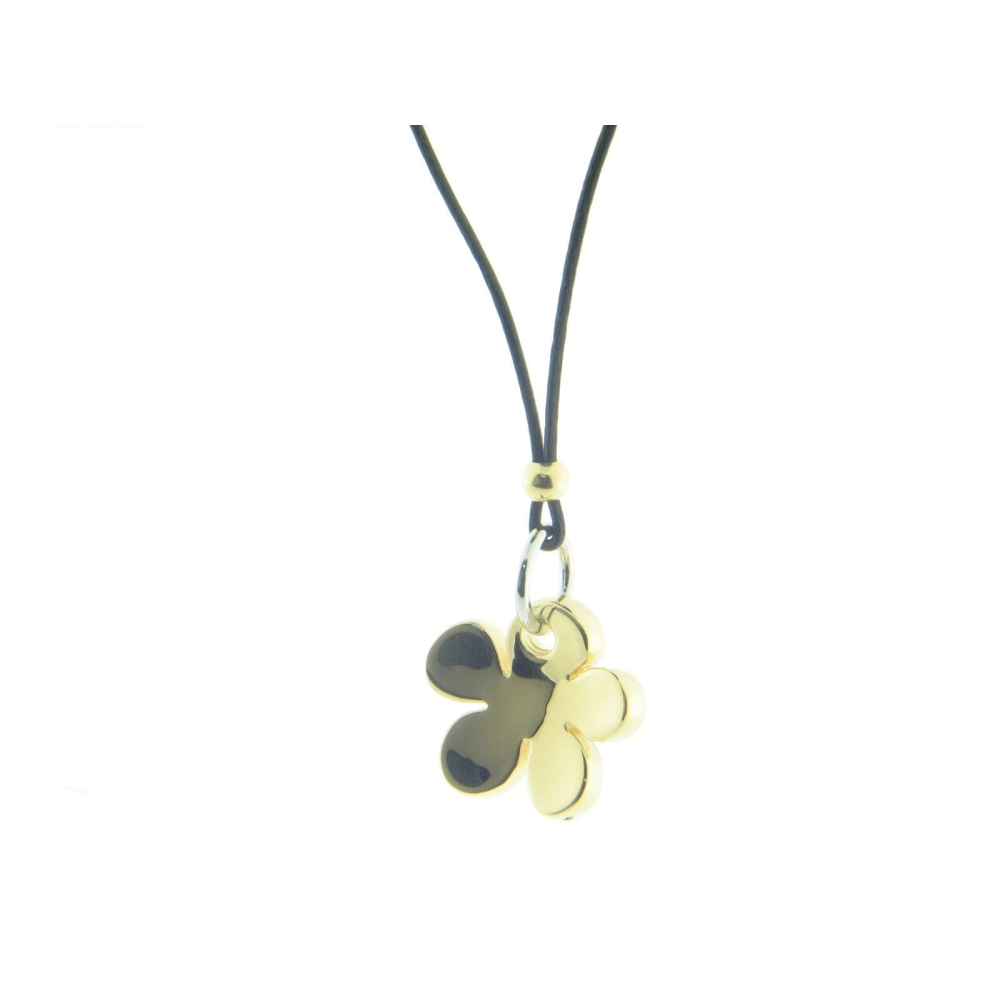 Sterling Silver Pendant Flower Satin Finish Electroform Leather Black Cord 28" Adjustable - YuppyCollections