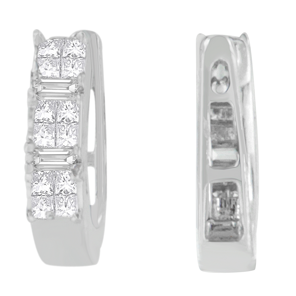 14K White Gold 1/2ct. TDW Baguette and Princess-cut Diamond Earrings (H-I,VS1-VS2) - YuppyCollections