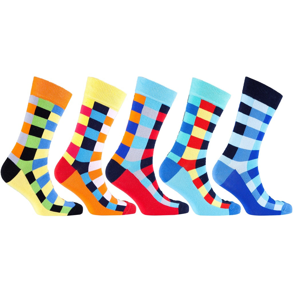 Men's 5-Pair Colorful Patterned Socks-3055 - YuppyCollections