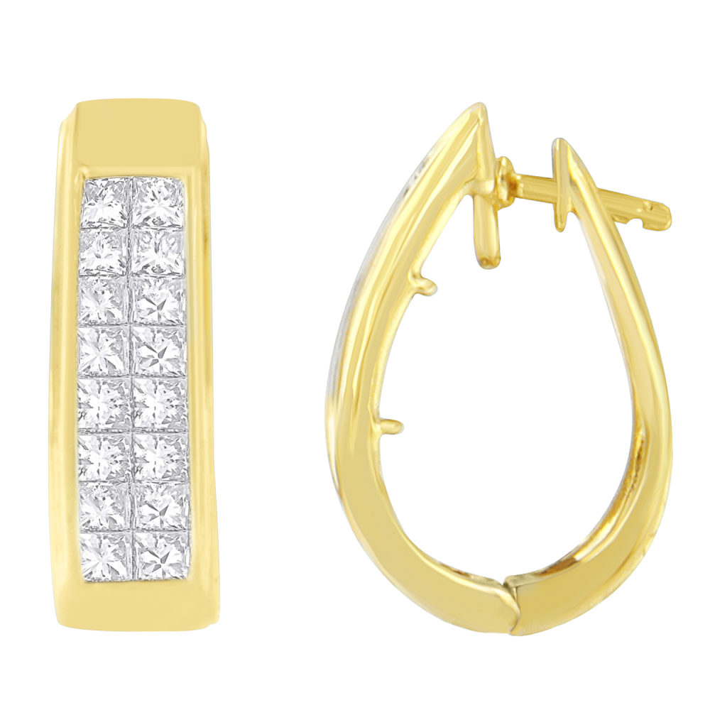 14K Yellow Gold 1ct. TDW Princess-cut Diamond Earrings (H-I,VS1-VS2) - YuppyCollections