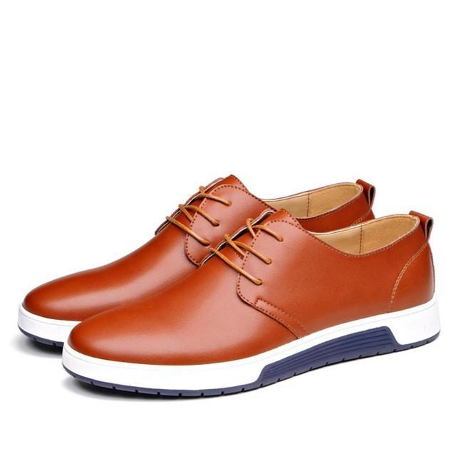 Mens Casual Daily Lace up Leather Shoes - YuppyCollections