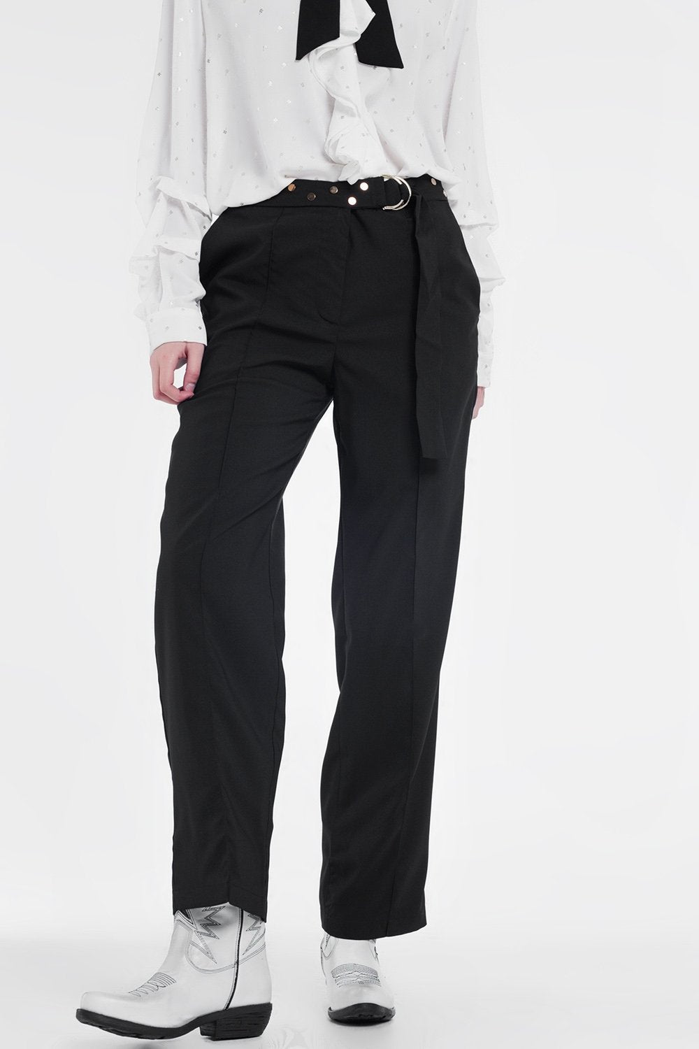 Black Pants With Wide Legs and Low Hem - YuppyCollections