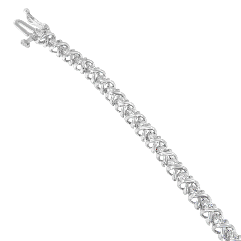 18K White Gold 2 CTTW Round Cut Diamond Wrapped in Love Bracelet (H-I, I1-I2) - YuppyCollections