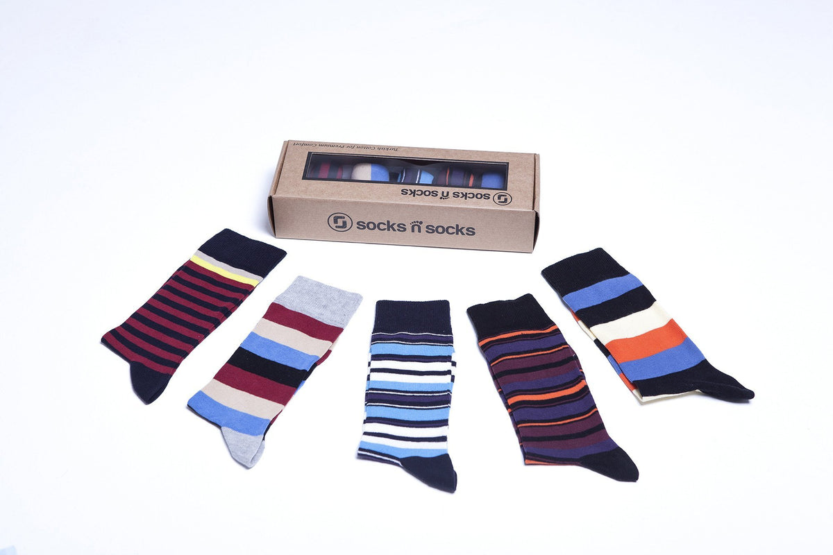 Men's 5-Pair Cool Striped Socks-3058 - YuppyCollections