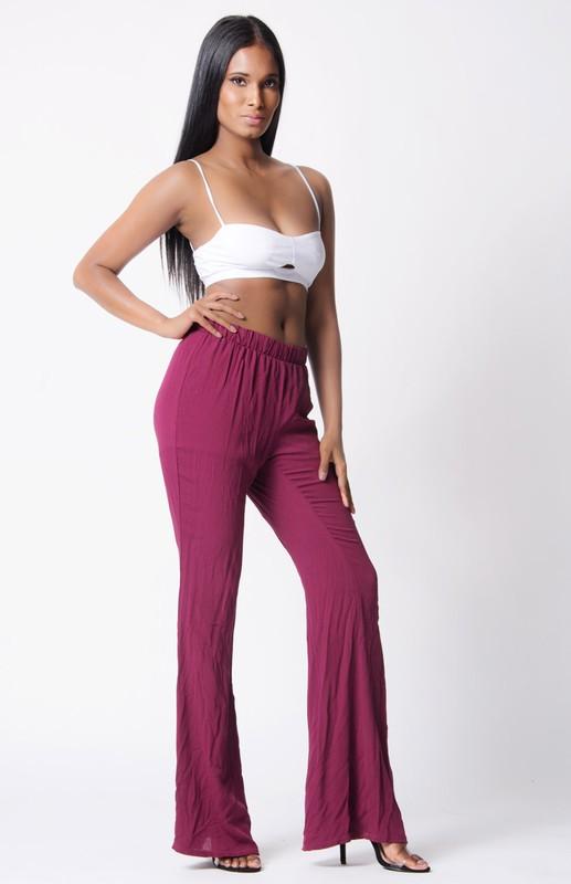 Elastic Waist Wide Legs Pants - YuppyCollections