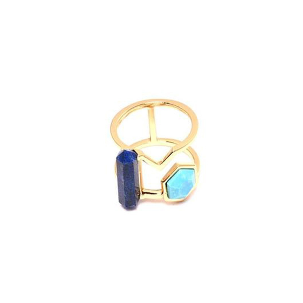 Howlite and Lapis Lazuli Ocean Mix Ring - YuppyCollections