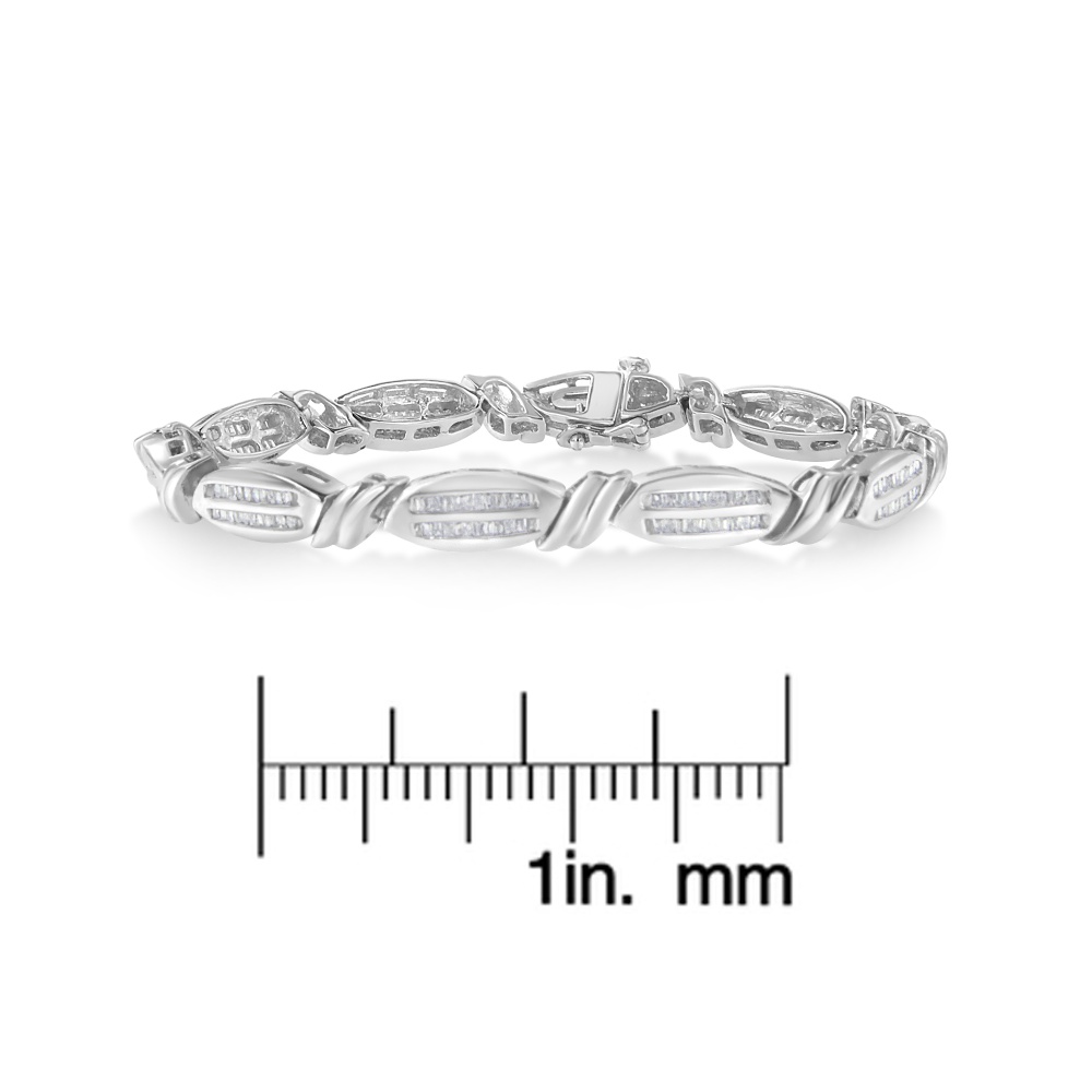 14K White Gold 1 1/2ct. TDW Baguette-cut Diamond Bracelet (H-I,I1-I2) - YuppyCollections