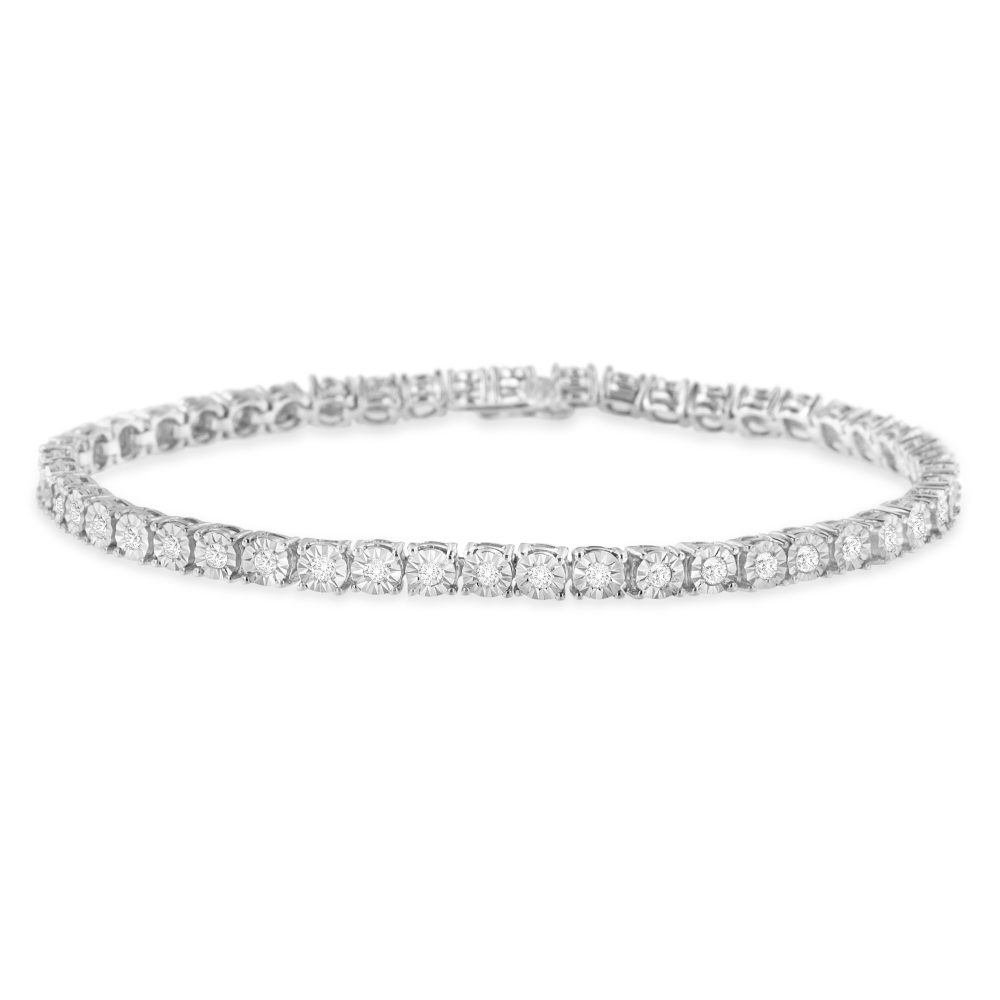 Sterling Silver 1ct. TDW Rose Cut Diamond Miracle Tennis Bracelet (I-J, I3) - YuppyCollections