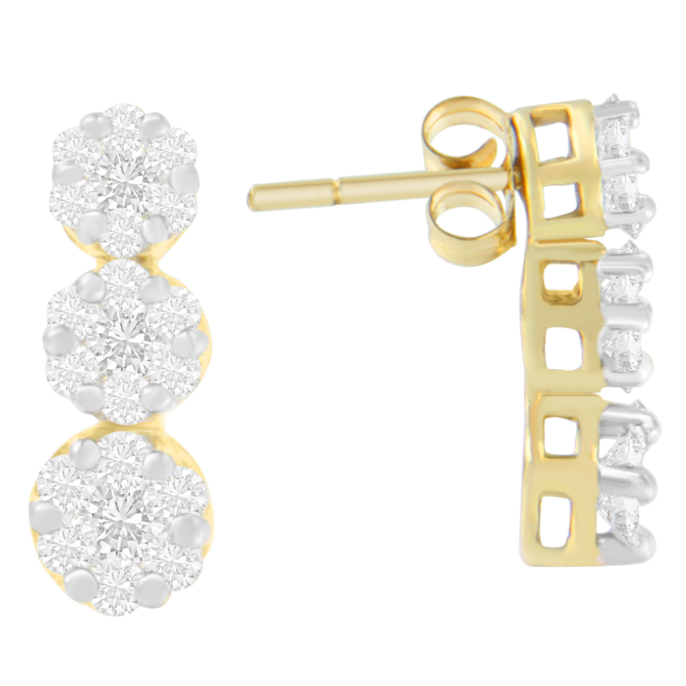 14K Yellow Gold 1 1/2ct. TDW Round-cut Diamond Earrings (I-J,SI1-SI2) - YuppyCollections