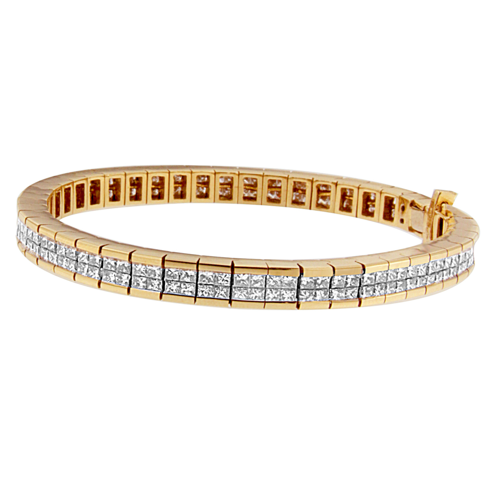 14K Yellow Gold 7 3/8ct. TDW Princess Cut Diamond Eternity Bracelet (G-H,VS2-SI1) - YuppyCollections