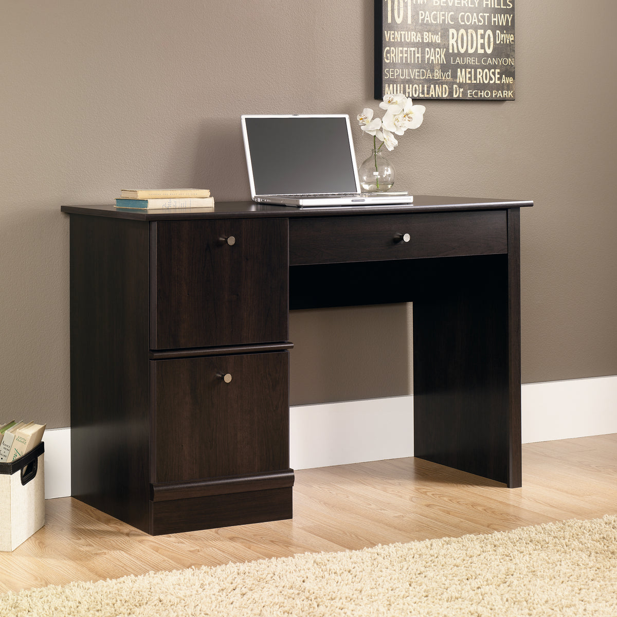 Sauder Computer Desk, Cinnamon CherrySauder Computer Desk, Cinnamon Cherry - YuppyCollections