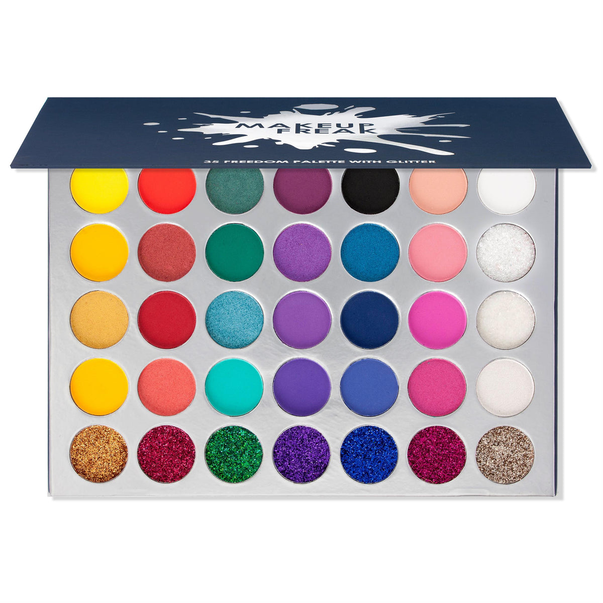 Makeup Freak FREEDOM 35 Color Pigmented Eyeshadow Palette with Glitter Summer - YuppyCollections