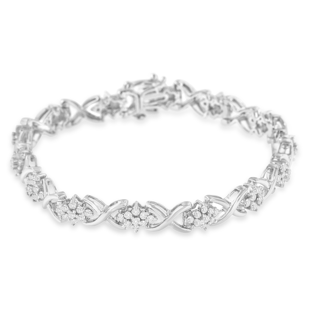 Sterling Silver 2.25ct TDW Rose-Cut Diamond Link Bracelet (I-J,I3) - YuppyCollections