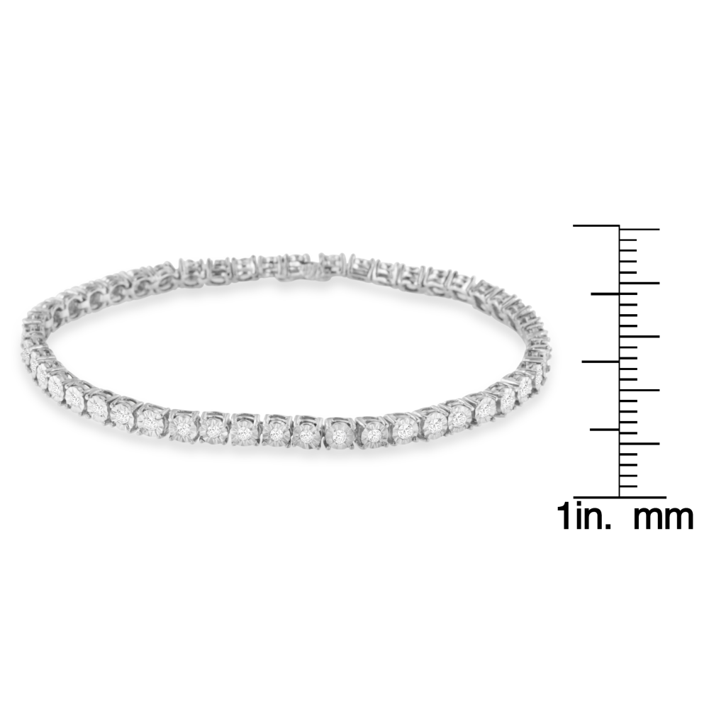 Sterling Silver 1ct. TDW Rose Cut Diamond Miracle Tennis Bracelet (I-J, I3) - YuppyCollections