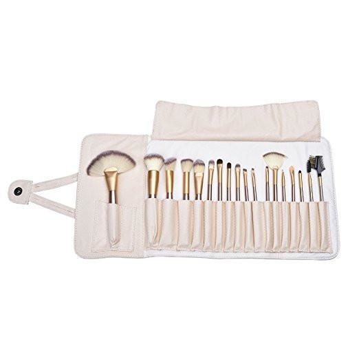 18 pcs Premium Wood Handle Make up Brush Set - YuppyCollections