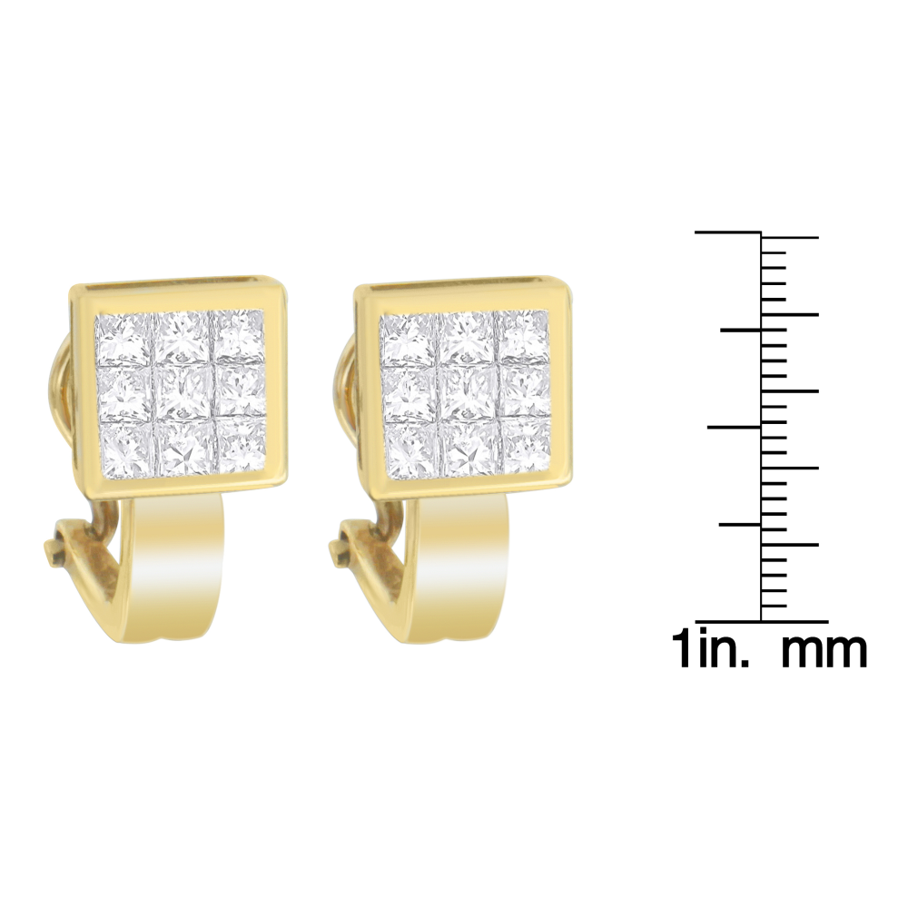 14K Yellow Gold 1.08ct. TDW Princess-Cut Diamond Composite Earrings (G-H, SI2-I1) - YuppyCollections