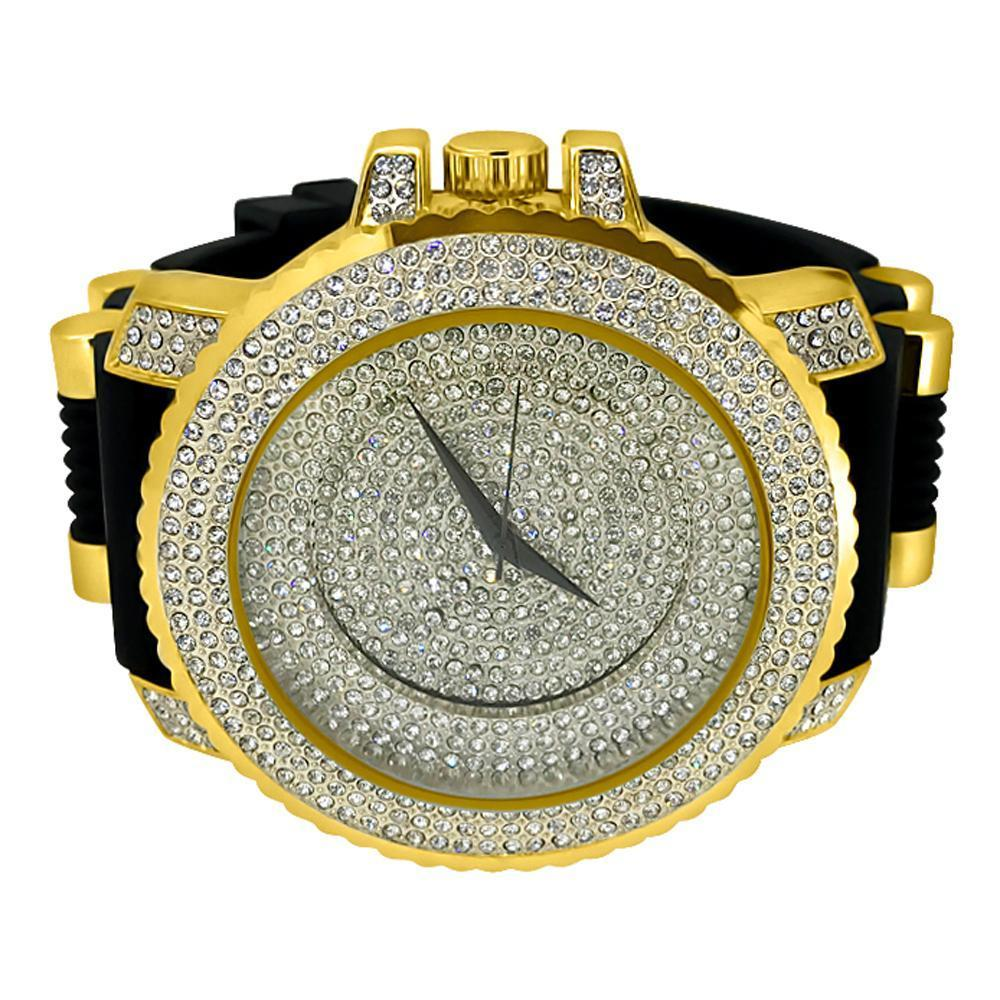 Ice Steps Gold Hip Hop Rubber Watch - YuppyCollections