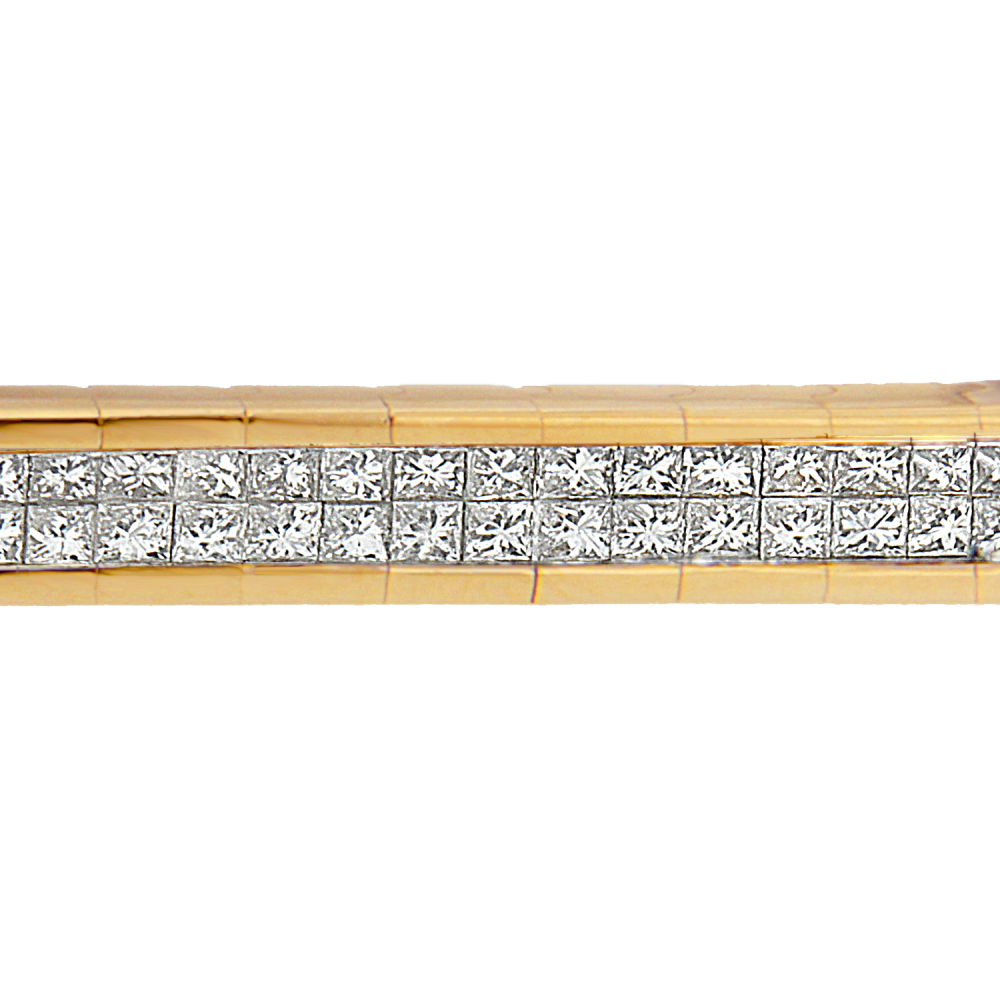 14K Yellow Gold 7 3/8ct. TDW Princess Cut Diamond Eternity Bracelet (G-H,VS2-SI1) - YuppyCollections