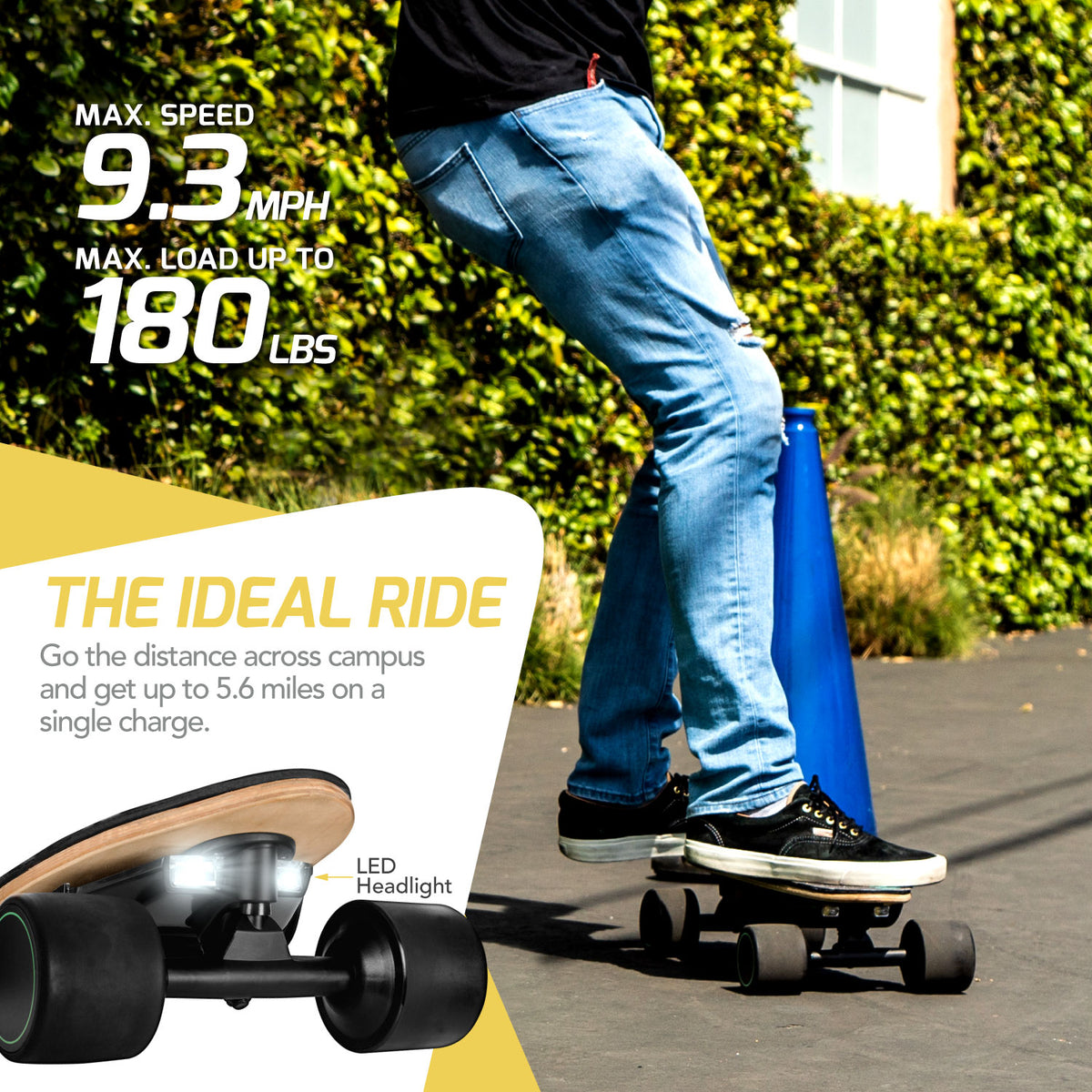 SWAGTRON Swagskate Spectra Mini AI Electric Skateboard – Hands Free Cruiser Skateboard with App, 5.6 MI per Charge, 9.3 MPH, Fast Charging Remote Control SkateboardSWAGTRON Swagskate Spectr