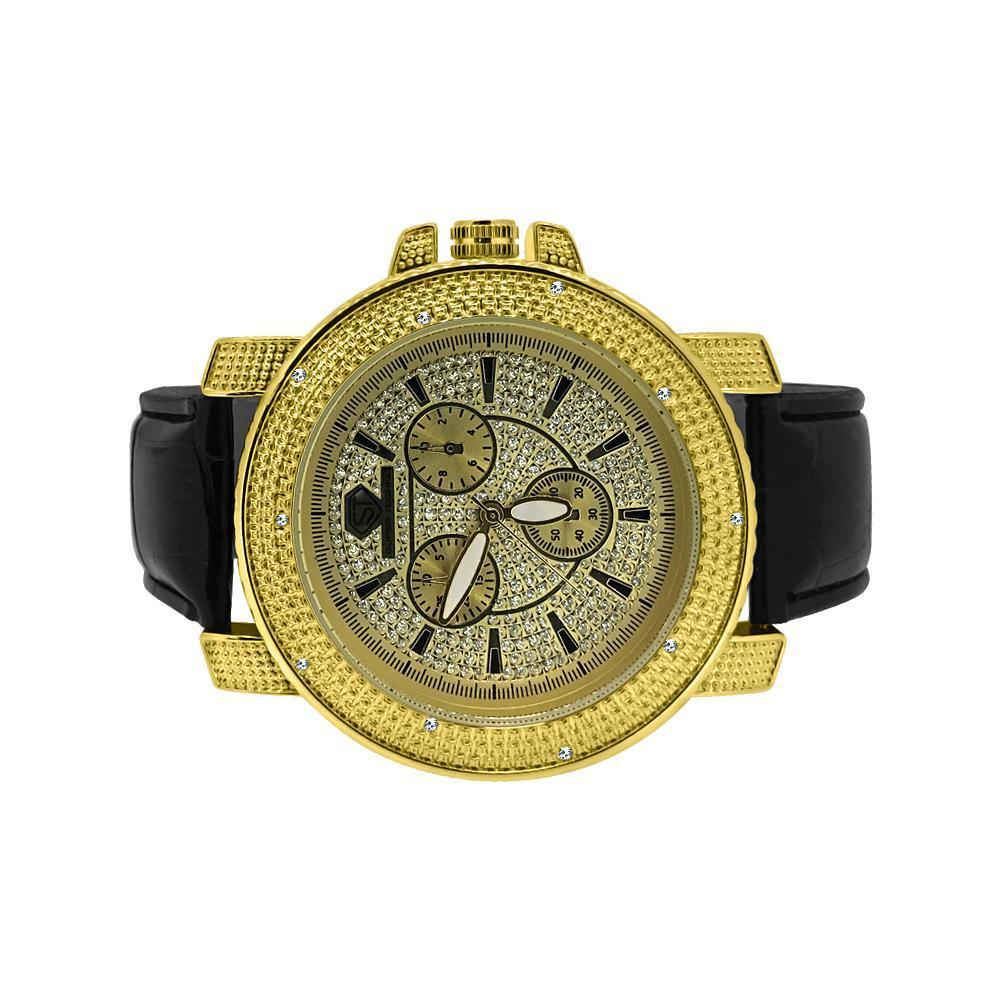 Gold Diamond Super Techno Shiny Leather Watch - YuppyCollections