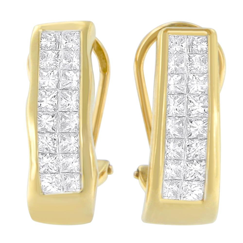 14K Yellow Gold 1ct. TDW Princess-cut Diamond Earrings (G-H,VS1-VS2) - YuppyCollections