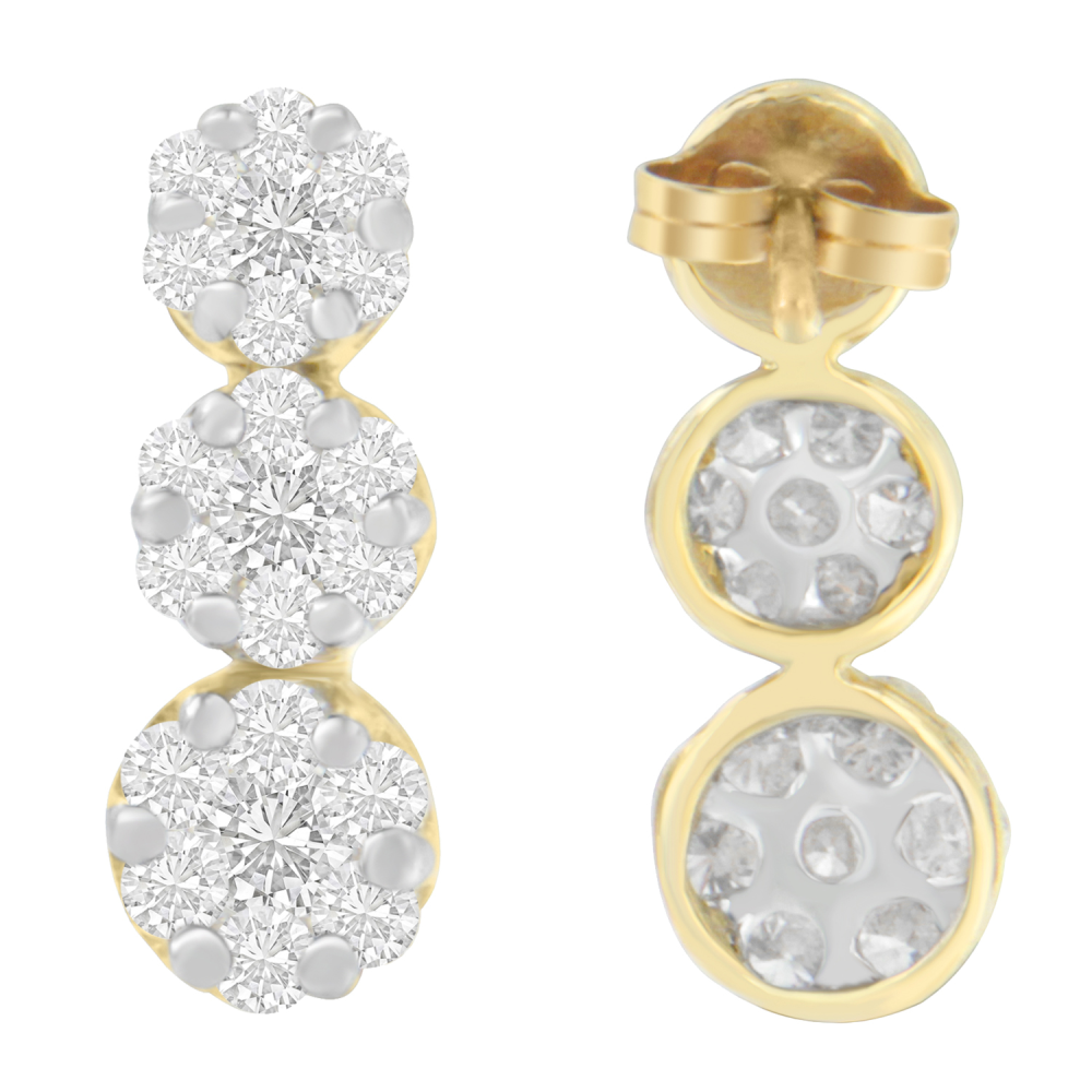 14K Yellow Gold 1 1/2ct. TDW Round-cut Diamond Earrings (I-J,SI1-SI2) - YuppyCollections