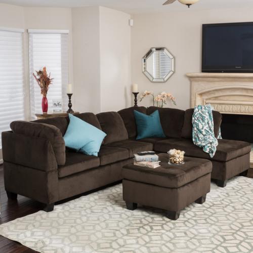 Gable Chocolate Fabric Sectional SetGable Chocolate Fabric Sectional Set - YuppyCollections