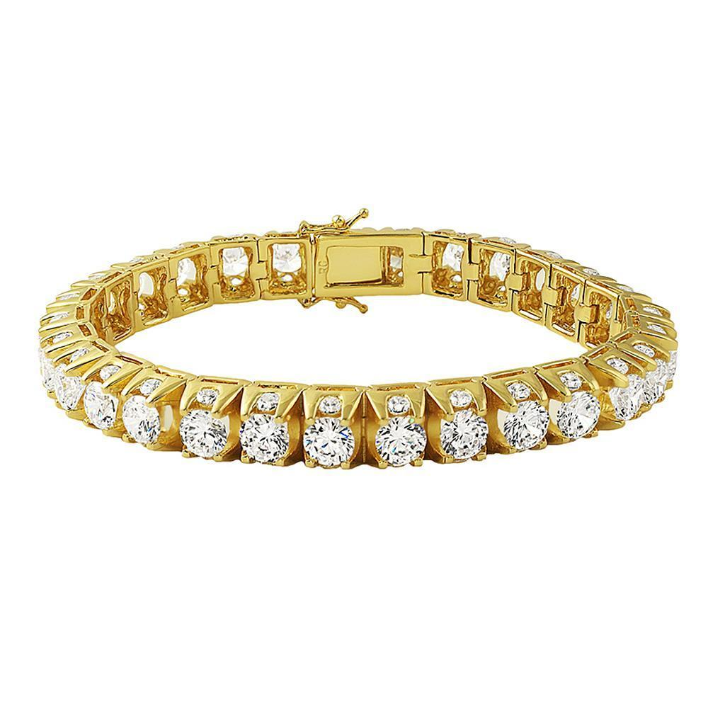 3D CZ Thick Tennis Bracelet Gold - YuppyCollections