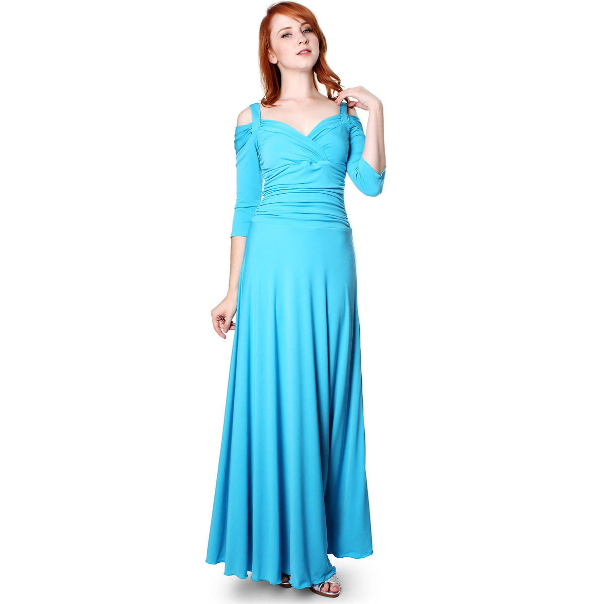 Evanese Women's Elegant Formal Long Evening Dress with 3/4 Sleeves Ball Gown - YuppyCollections