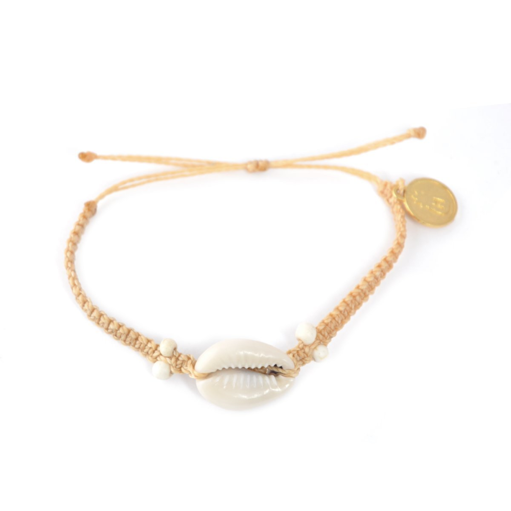 Sanded Namaste Cowrie Shell Bracelet - YuppyCollections