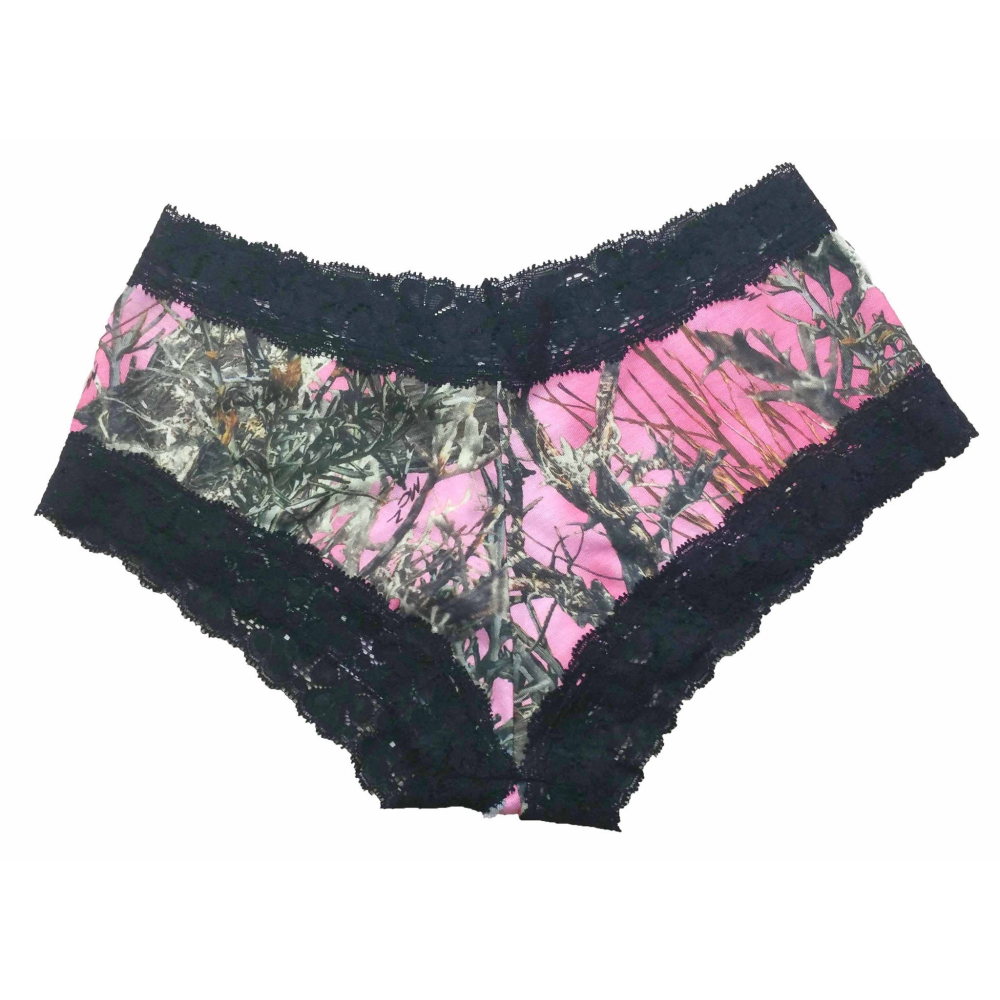 Women's Booty Lace Boy Shorts Authentic True Timber Lingerie Camo Panties - YuppyCollections