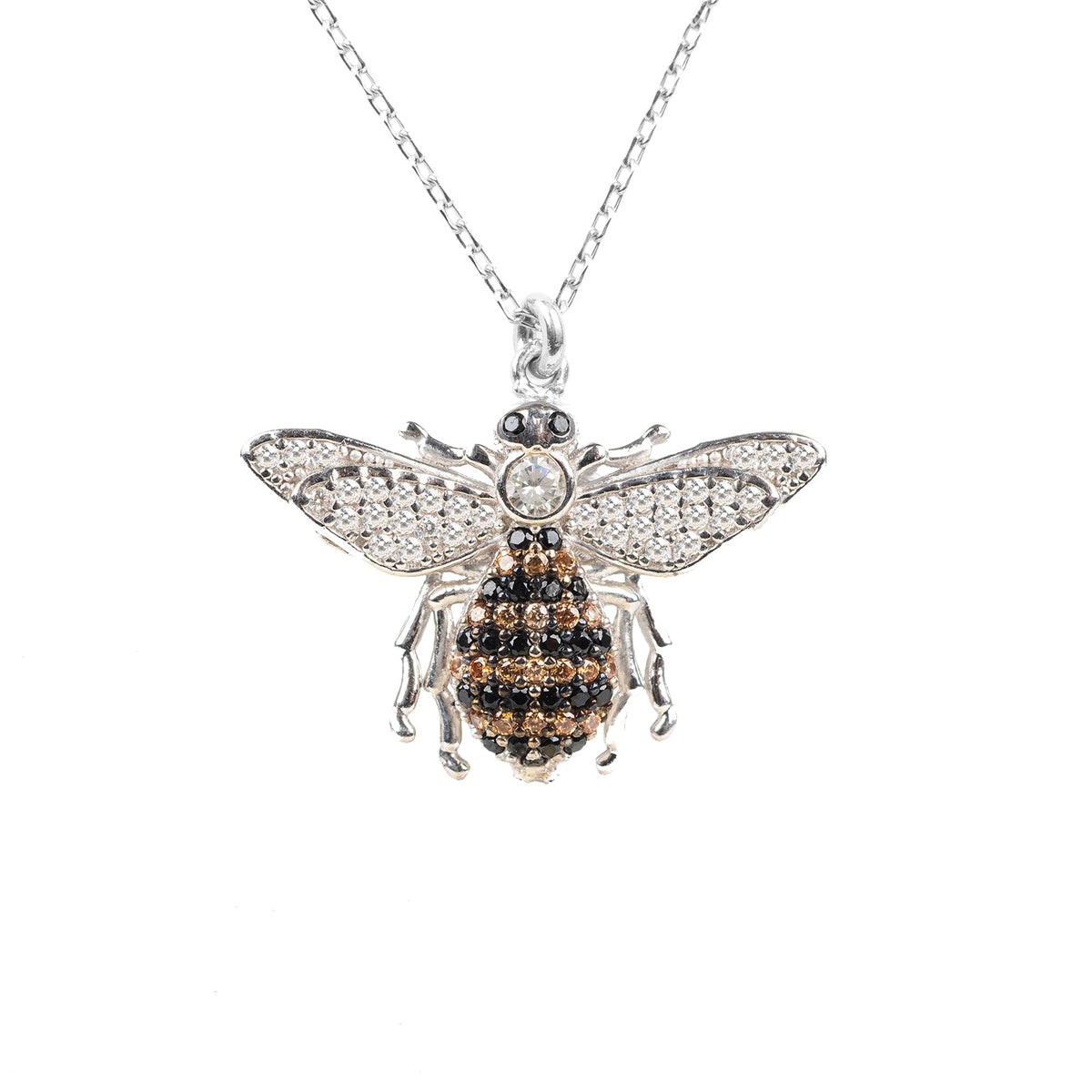 Honey Bee Pendant Necklace Silver - YuppyCollections