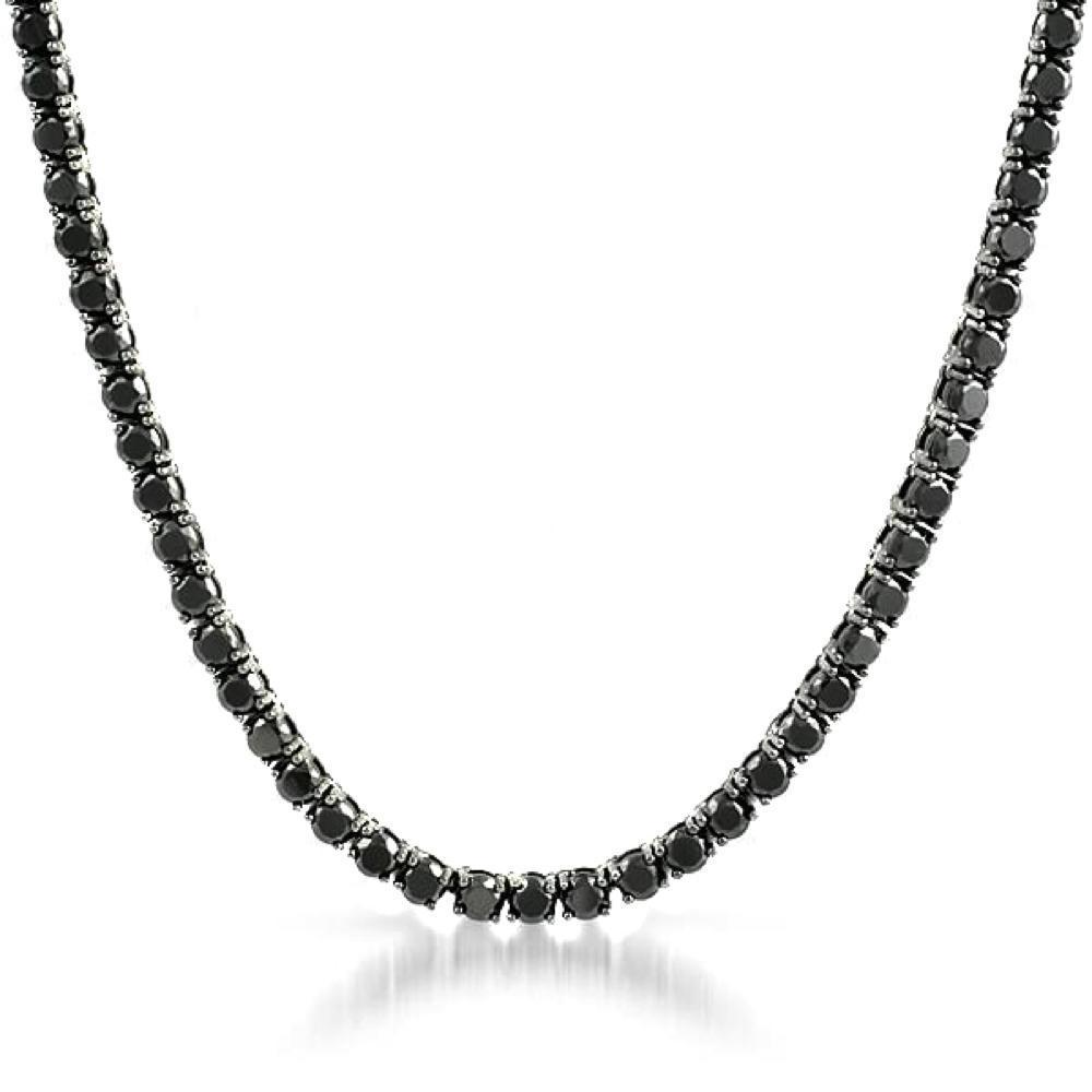 .925 Sterling Silver 3MM CZ Tennis Chain Black - YuppyCollections