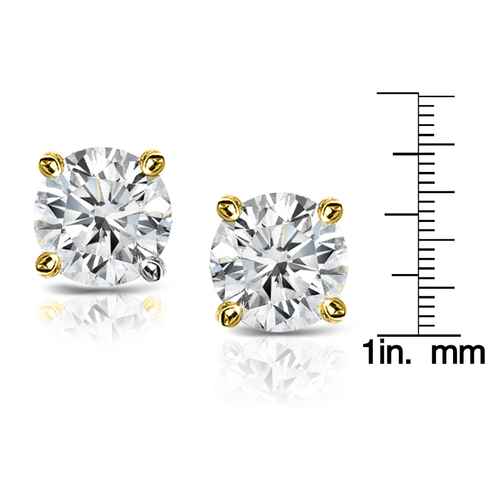 14kt Yellow Gold 0.33ct. TDW Solitaire Diamond Stud Earrings (K-L,I2-I3) - YuppyCollections