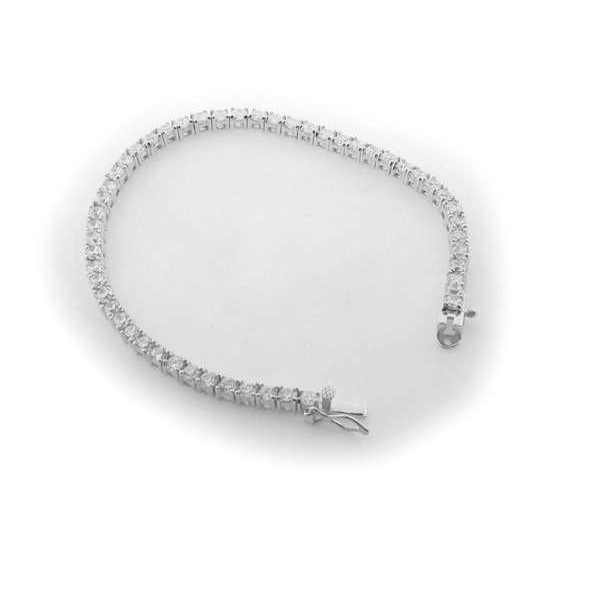 3mm Square-cut Cubic Zirconia Tennis Bracelet in Sterling Silver - YuppyCollections