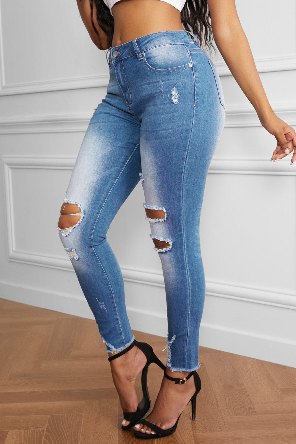 Faded Mid High Rise Jeans - YuppyCollections