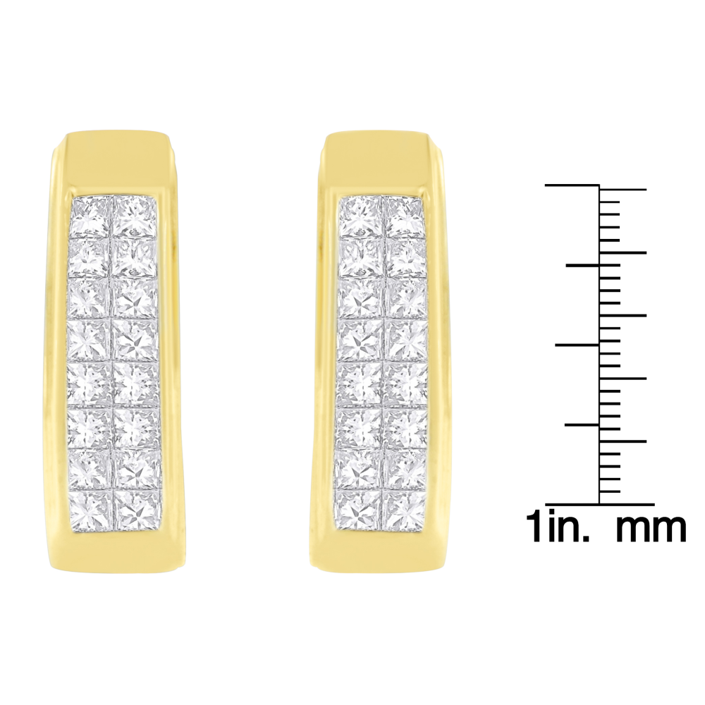 14K Yellow Gold 1ct. TDW Princess-cut Diamond Earrings (H-I,VS1-VS2) - YuppyCollections